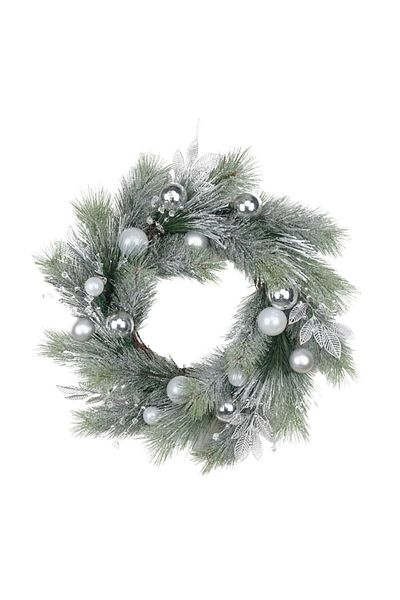 ideal STORE Coronita pentru Craciun idealStore din Brad Artificial Nins, Diametru 70CM, Decorata cu Globulete Ar