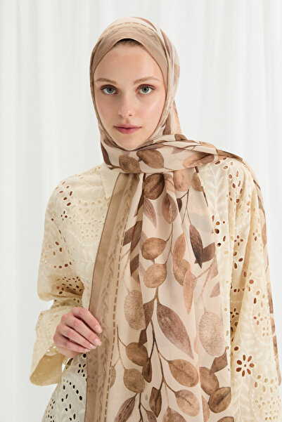 cs camellia scarf Σάλι από μεταξωτό κρεπ Camellia - Άμμος