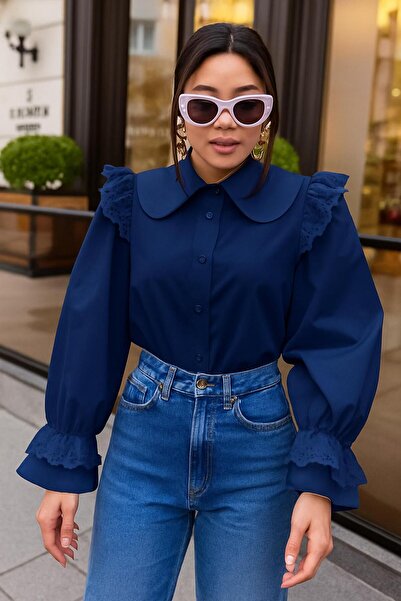 EMMAS CLOTHİNG Dámská košile s dětským límcem v námořnické modré barvě