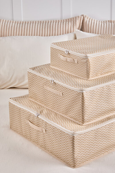 Serstil 3 Boy Baza Altı Kutu Hurç | Kapaklı Fermuarlı Yatak Altı Düzenleyici Saklama Kutusu