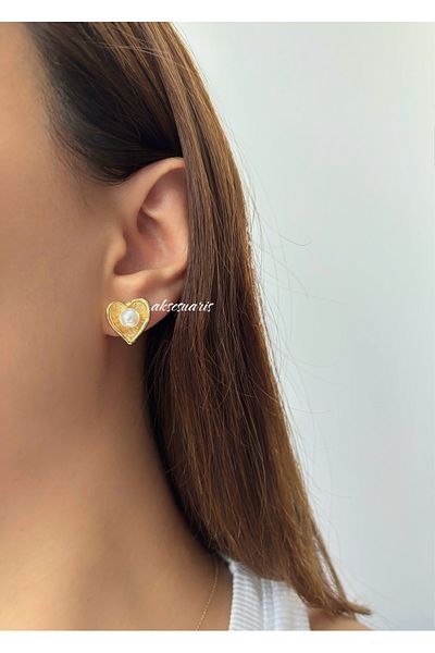 aksesuaris Heart Pearl Minimal Women's Earrings