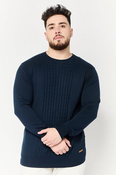 Harmont & Blaine Jeans Men Crew Neck Long Sleeve Brand Logo Sweater, Navy