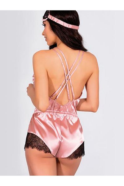 Astra Plus Women's Cross Strap Pink Fancy Nightdress - Eye Patch - Pink - Astps82P98P-Ppe
