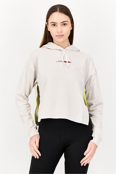 Tommy Sport Women Sportswear Fit Brand Logo Long Sleeves Outdoor Hoodie, Light Grey