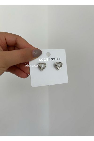 aksesuaris Heart Pearl Minimal Women's Earrings
