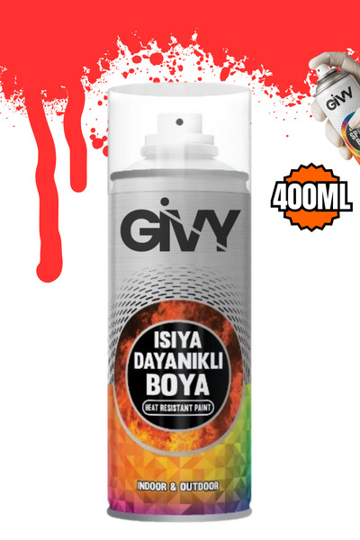 GİVY Yüksek Sıcaklığa Dayanıklı Kırmızı Sprey Boya 400 ml | 300°C Isıya Dayanıklı Silikon Boya