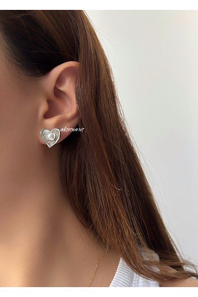 aksesuaris Heart Pearl Minimal Women's Earrings