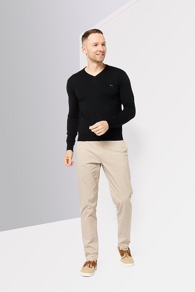 Harmont & Blaine Men V Neck Embroidered Logo Sweater, Dark Grey