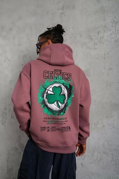 Silerra Men's Printed Hooded and Cord String Sweat - Dried Rose