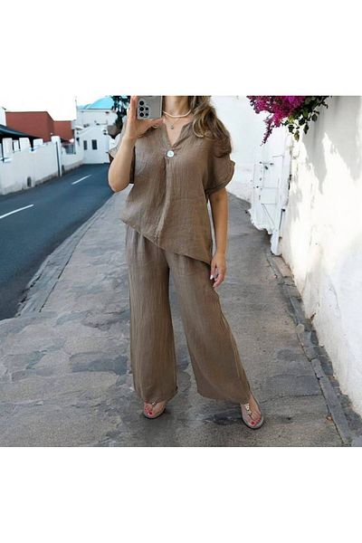 GLAMSI Women's 100% Linen Suit – Style & Casual