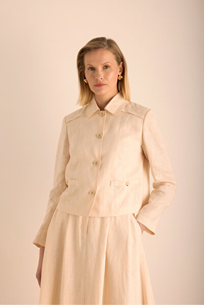 Aker Keten Kısa Ceket