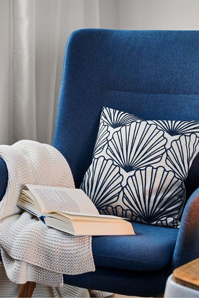 Tchibo Embroidered Decorative Cushion Cover 40 x 40 cm, Navy