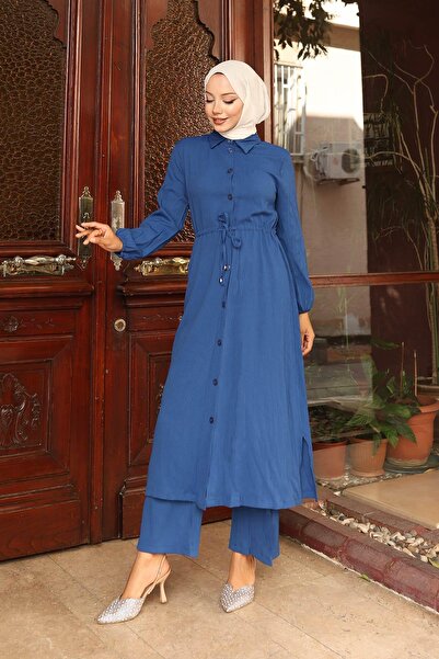 MİSSKAYLE Μακρύ κοστούμι Indigo με λεπτομέρεια σχισμής