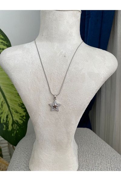 stainless steell Star Steel Necklace with Zircon