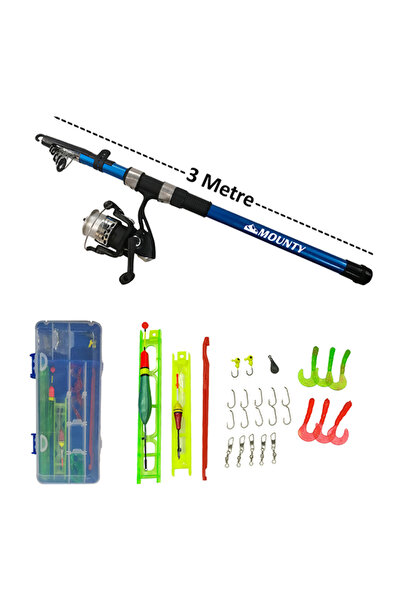 MOUNTY 29 Parça 3 Metre Tam Takım Teleskopik Deniz Göl Hobi Olta Seti XT4000