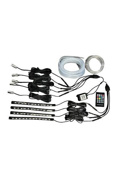 ideal STORE Kit Lumini Ambientale idealStore Neon LED RGB + Banda LED RGB, Tensiune 12V, 6 Adaptoare, Fir neon 6