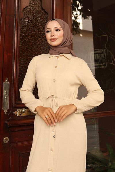 MİSSKAYLE Slit Detailed Long Suit Beige