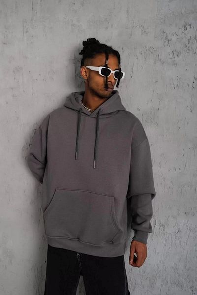 Silerra Men's Plain Hooded Sweat - Gray