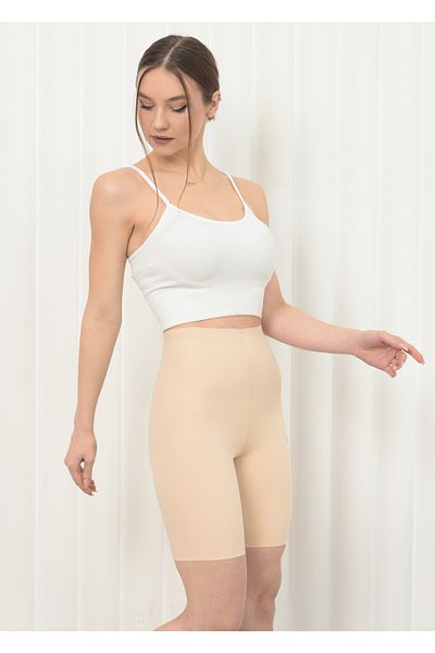 AY'S SHOP ONLİNE Women's High Waist Laser Cut Corset Shorts, Side Stitched No Trace Skin Color Shorts