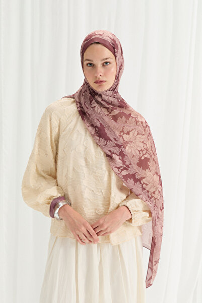 cs camellia scarf Şal din crep de mătase Viena - Dusty Rose