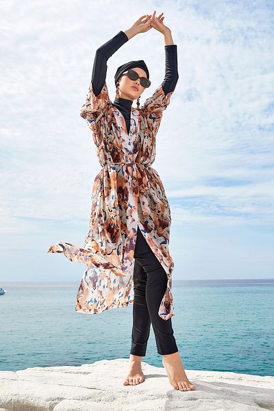 Adasea Μονό Pareo Kimono σε μαγιό με προστασία UV 1708 Μπεζ