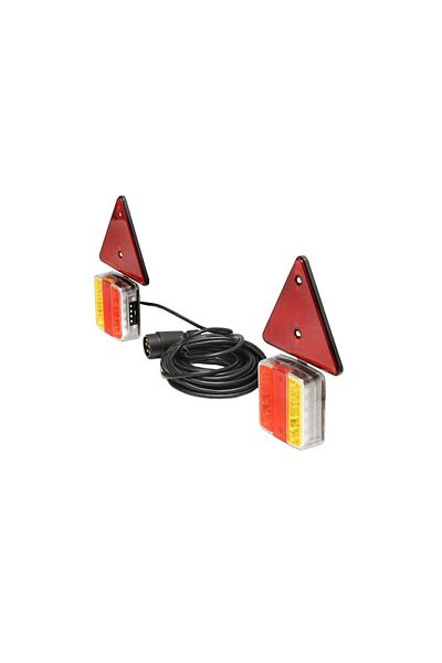 ideal STORE Set Lampi LED idealStore Magnetice, Cu Triunghiuri Reflectorizante Pentru Remorca, Fisa 7 Pini, Cabl