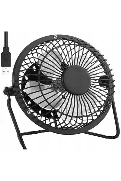 zola Ventilator birou USB, aluminiu, pozitie reglabila, ON/OFF, diametru 15 cm, negru