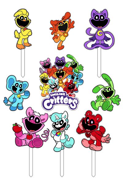 Bloom Atelier Smiling Critters Figurines, Set of 9 Cake Accessories, Cake Decoration Accessories, Cake Decorations