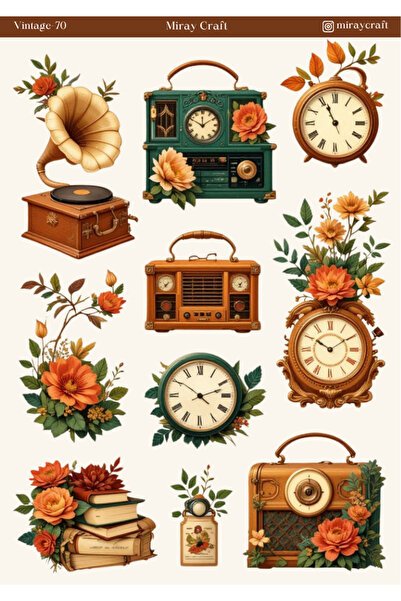 MirayDesign 1 autocolant tematic vintage – 12x17 cm pentru album de însemnări...