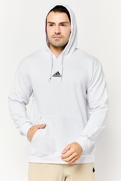 adidas Men Sportswear Fit Embroidered Logo Long Sleeves Outdoor Hoodie, Dash Grey