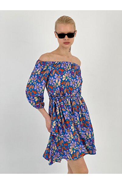 Miss Poem Rochie albastră cu mânecă cu balon pentru femei