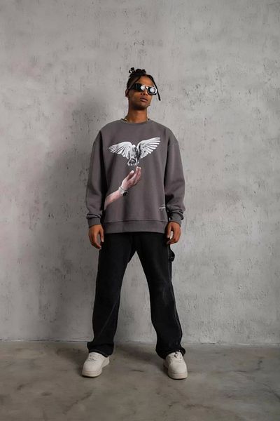 Silerra    Men's Dove Printed Sweatshirt - Gray