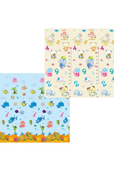 figga ® Play Mat for Kids, 200 x 180 cm, Protective Foam, Thermo-Insulating, Foldable, Two-Sided, In