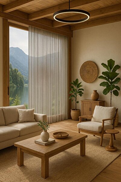 Brillant BOHEM NATUREL Gri Yumuşak Dokulu 1/2.5 Pile Ütü istemez Tül Perde