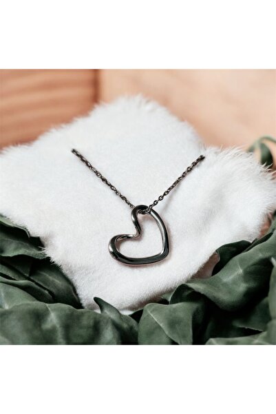 eyandis قلادة من الفضة اللون بعقدة فارغة على شكل قلب