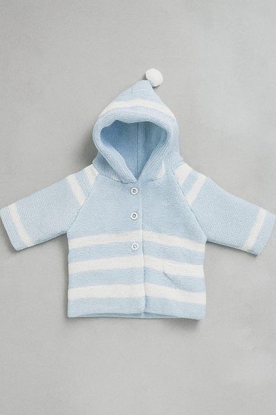 Cevval Striped Hooded Double Layer Knitted Baby Cardigan