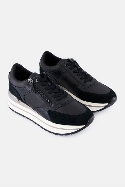 Geox Women D New Kency Lace Up Casual Shoes, Black