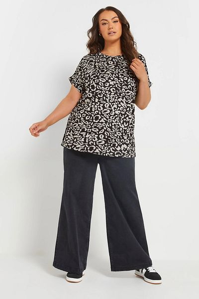 Stil Diva Large Size Crew Neck Bird's Eye Detailed Patterned T-Shirt 303865