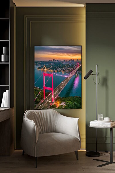 özkacar IŞIKLI BOĞAZ KÖPRÜSÜ KANVAS TABLO EV DUVAR SALON OFİS DÜKKAN HEDİYELİ...