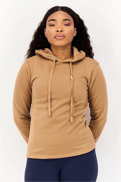 BSP Women Sportswear Fit Long Sleeves Outdoor Hoodie, Brown