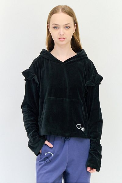 adidas Women Sportswear Fit Long Sleeves Outdoor Crop Hoodie, Black