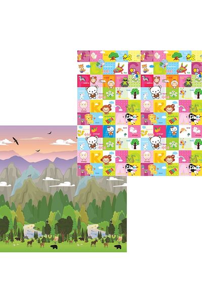 figga Covor de joaca FiGGA® pentru copii, 200 x 180 cm, 2 fete, termoizolant si interactiv