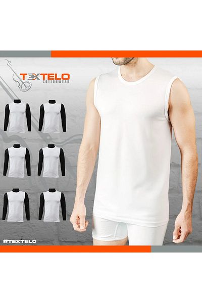 TEXTELO Wide shoulder Under Shirt White 100% Cotton Vests T-shirt for Men(6 pack)