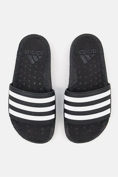 adidas Kids Boy Slide Brand Stripe Slippers, Black