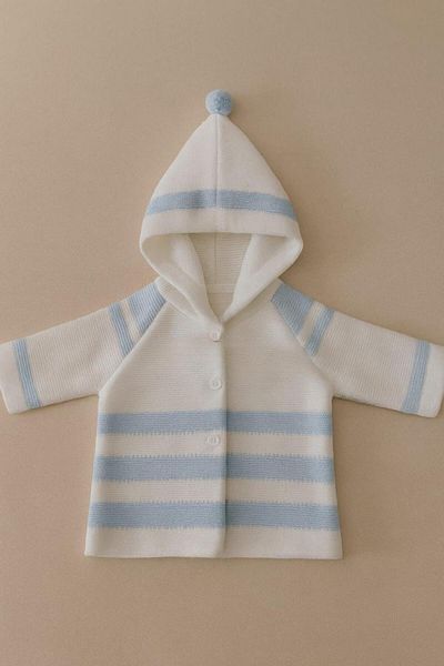 Cevval Striped Hooded Double Layer Knitted Baby Cardigan