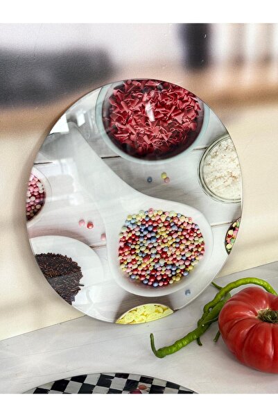 Kosova Glass Cutting Board Round 32 cm with Beads