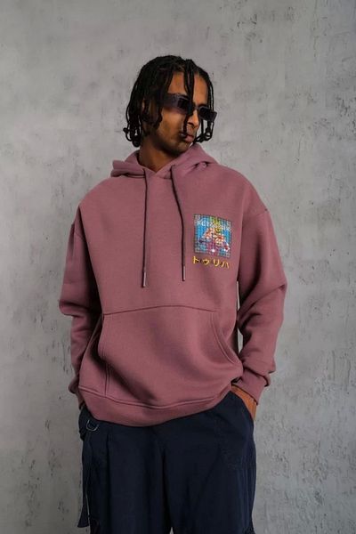 Silerra    Men's Patel Six Printed Hooded Sweat - Dusty Rose