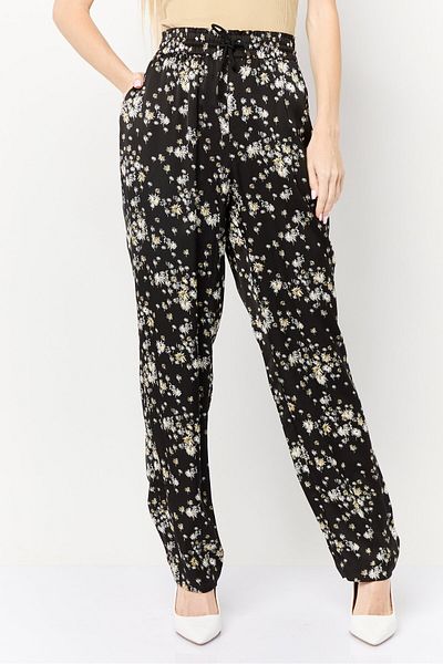 Scotch & Soda Women 32 Inseam Regular Fit Mid Rise Allover Print Tapered Leg Pants, Multicolor
