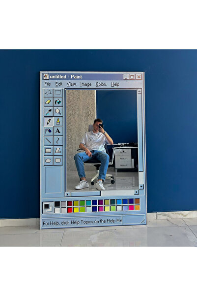 mirrisa Ms Paint Ayna - Paint Temalı Dekoratif Ayna - Retro Stil Dekor Aynası