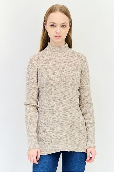 Market And Spruce Women Mock Neck Space Dye Sweater, Multicolor